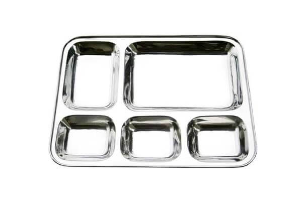 Stainless Steel 5 in 1 Five Compartment Divided Dinner Plate